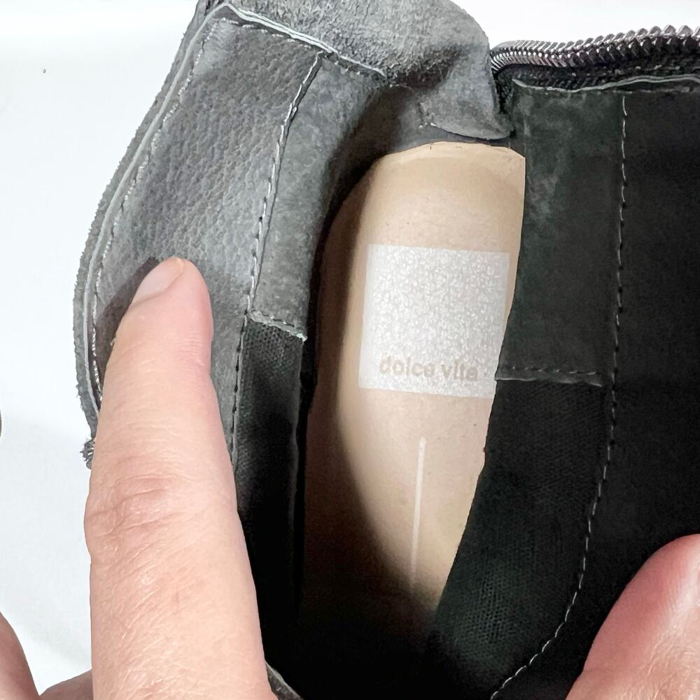 Dolce Vita Karsen Ankle Boots Booties Gray Suede Rubber Sole Heel Zipper Used - Picture 10 of 10